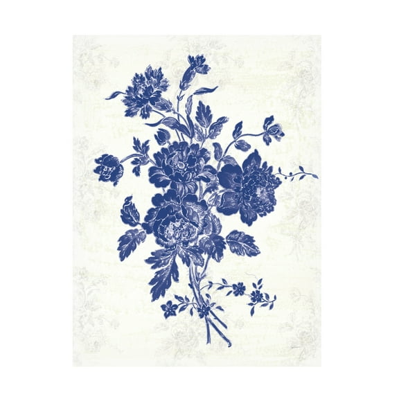 Trademark Fine Art 'Toile Roses VIII Indigo' Canvas Art by Sue Schlabach