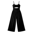 thumbnail image 6 of Solid Camisole Hollow Out Tie Front Wide Leg Jumpsuit Piece, 6 of 6