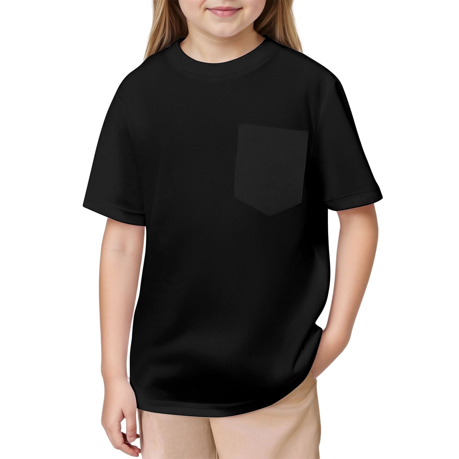 T-shirts en Maille pour Enfants Manches Courtes Haut Uni Garçon