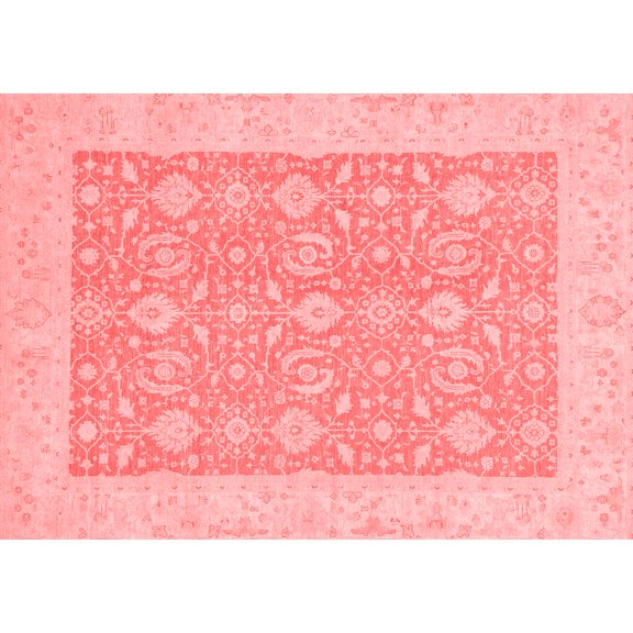 Ahgly Company Machine Washable Indoor Rectangle Oriental Red Traditional Area Rugs, 7' x 9'