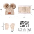 thumbnail image 6 of Kids Winter Beanie Hat Scarf Gloves Set Knit Warm Toddler Winter Cap Gloves Neck Warmer for Boys Girls 1-8 Year, 6 of 14