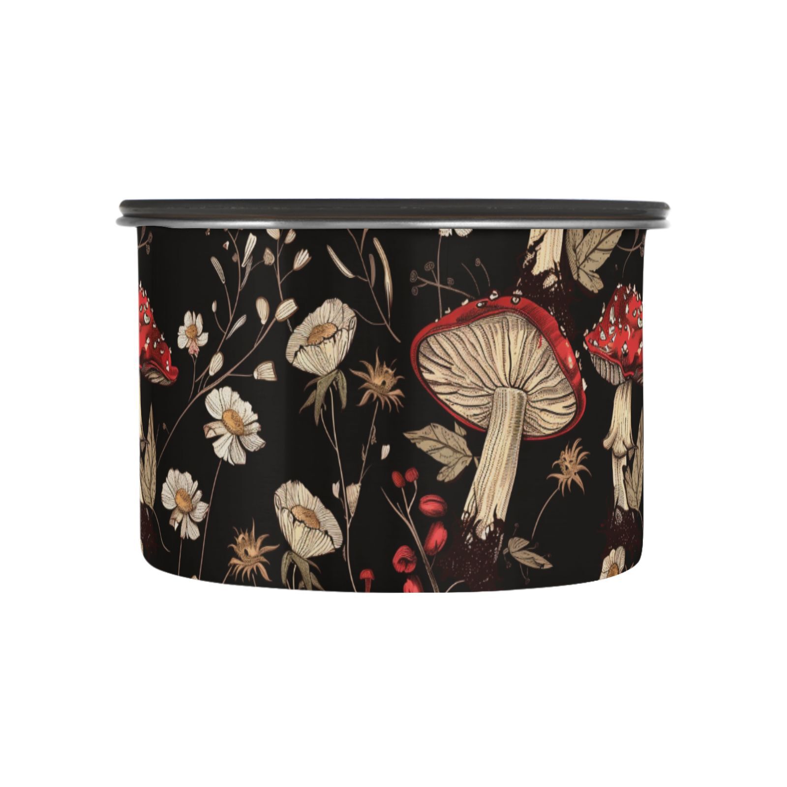Mushroom Daisy Flower Airtight Coffee Bean Canister 30oz Food Storage Containers with Lids For Gournd, Tea, Sugar, Flour, Rice, Cereal, Candy Cookie Jar