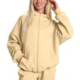 thumbnail image 4 of ZHOGXU Soft Womens Zip Up Hoodie Sweatshirt Solid Color Long Sleeve Tops Relaxed Fit Ribbed Cuffs With Pocket Comfortable Everyday Wear, 4 of 6