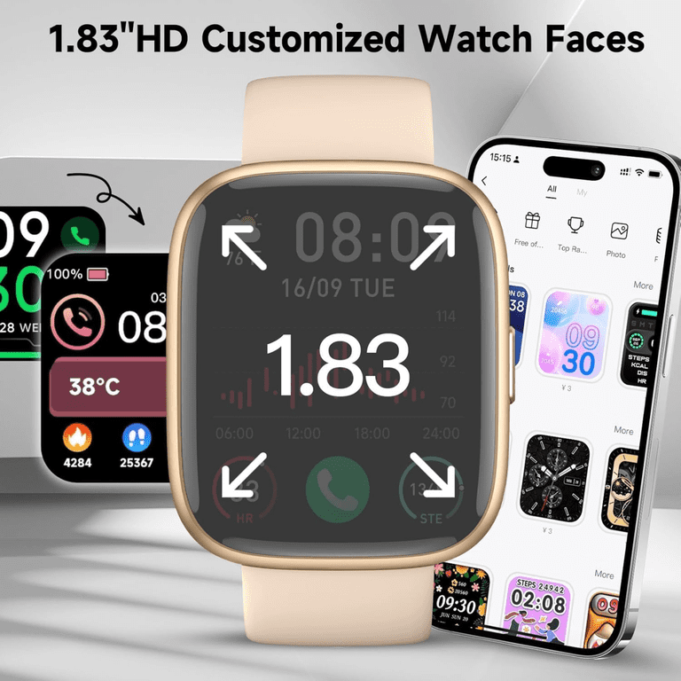 Vibeat Smart Watch for Men Women, Bluetooth Call, IP68 Waterproof