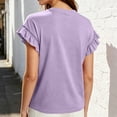 thumbnail image 5 of BUIGTTKLOP Womens Summer Tops Ruffle Short Sleeve Shirts Round Neck T Shirts Solid Color Blouses, 5 of 8