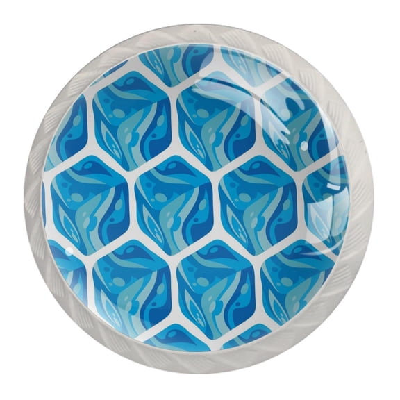 4 Pcs Frozen Ice Cubes Blue Art Knobs for Kitchen Cabinet Cupboard Dresser Bookcase Drawer Pulls Handles Round Home Decor