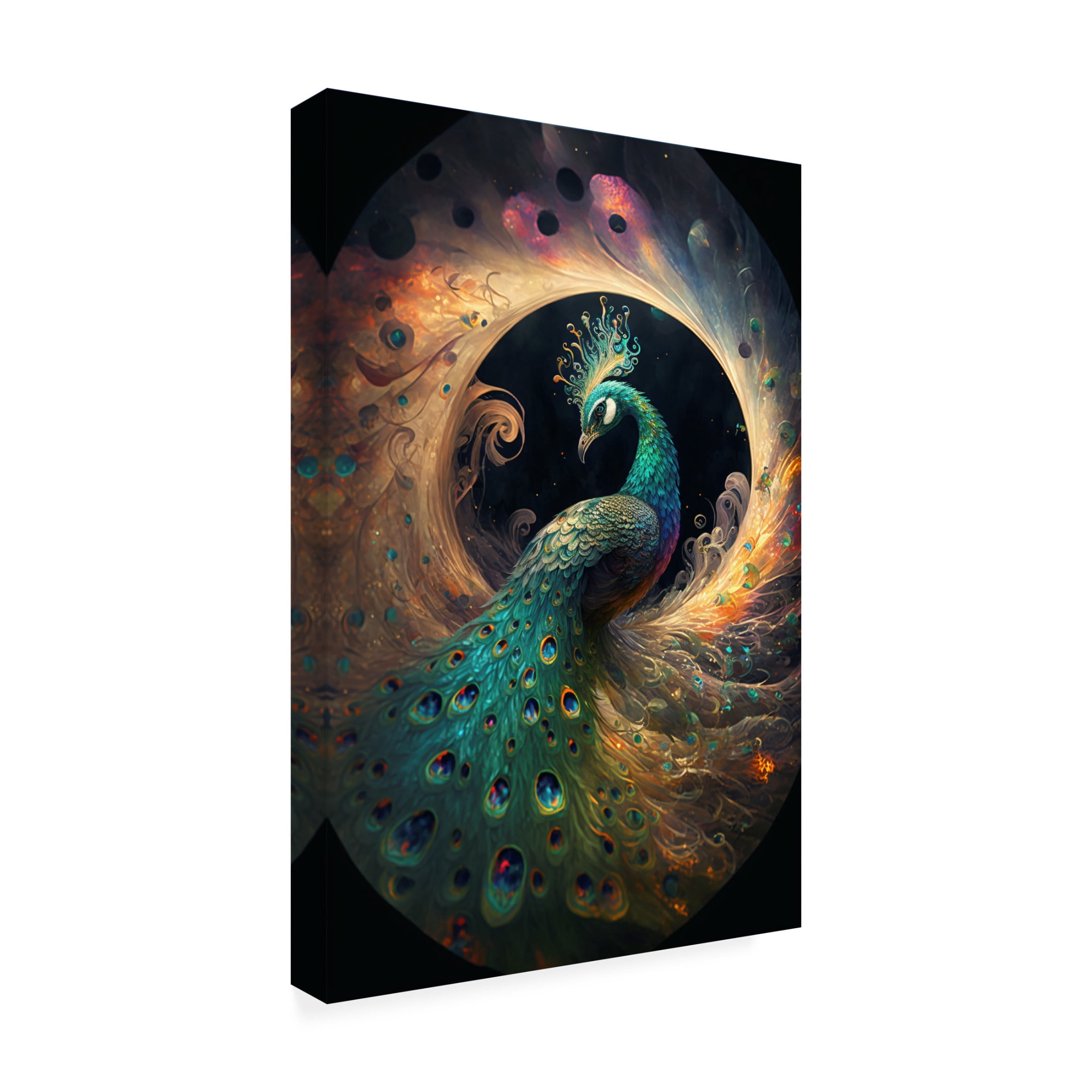 Canvas Wall Art - Ray Heere 'Proud Peacocks 11' Wall Art for Living Room, Bedroom, or Office Décor by Trademark Fine Art - 12 x 19 Inches
