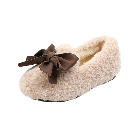 AnuirheiH Kids Baby Girls Warm Butterfly Knot Slip On Flat Loafers Children Sandals Shoes Clearance Under $10