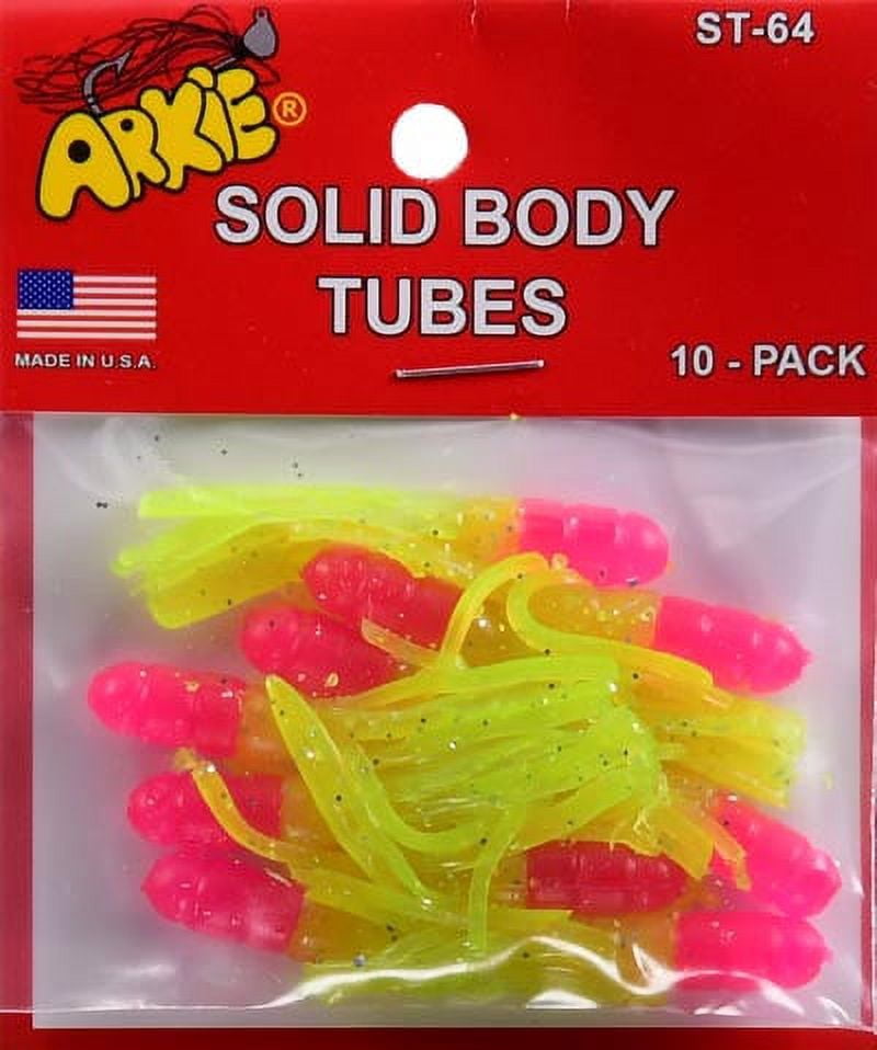 (4 pack) Arkie Lures Solid Body Fishing Tube, Color Electric Chicken