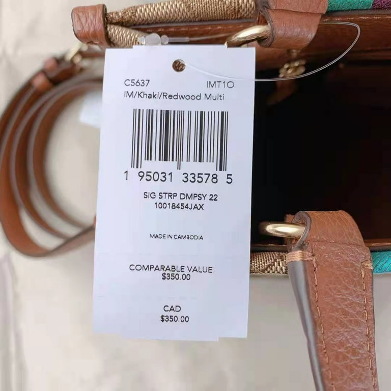 Coach Dempsey Tote 22, Signature Jacquard, Khaki Redwood Multi