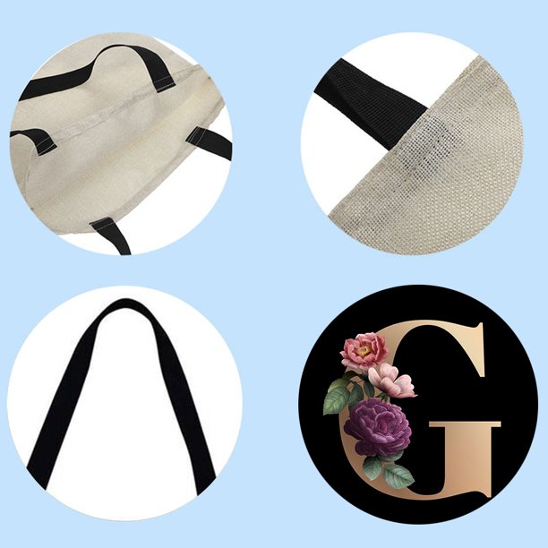 Alfabeto Flores Impreso Hombro Bolso De Compras Casual Bolso De Mano Grande G Likrtyny Arte Deco