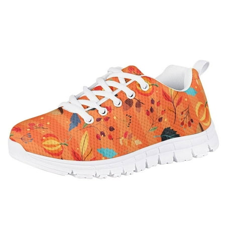 

Pzuqiu Pumpkin Running Sneakers for Kids Girls Size 1 Fall Pine Nut Comfortable Walking Shoes Thanksgiving Day Gift Athletic Shoes Lightweight
