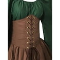 thumbnail image 5 of Liacowi Women Vintage Splicing Dress Medieval Victorian Corset Dress Irregular Tie-up Flare Sleeve Tunic Midi Dress, 5 of 7