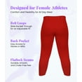 thumbnail image 3 of Exxact Sports Womens Softball Pants Knicker/Yoga Style Knee Length, 4-Way Stretch Low Rise Softball Pants for Women - (AL, Red), 3 of 7