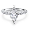 thumbnail image 2 of Gem Stone King 10K White Gold IGI Certified Engagement Ring | 1.20 Cttw | Center 1 Ct Marquise Cut | F-G Color | VS Clarity | Wedding Engagement Anniversary Promise Ring for Women | Size 8, 2 of 6