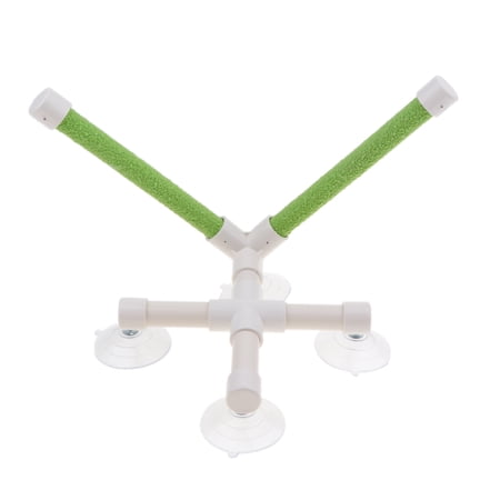 Parrot Stand Perch Shower Standing Toy with Suction Cup Random Double Pole