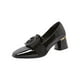 thumbnail image 5 of Zapatos de tacón bajo y grueso para mujer, zapatos de boda de moda, zapatos casuales de punta cerrada Negro, 5 of 7