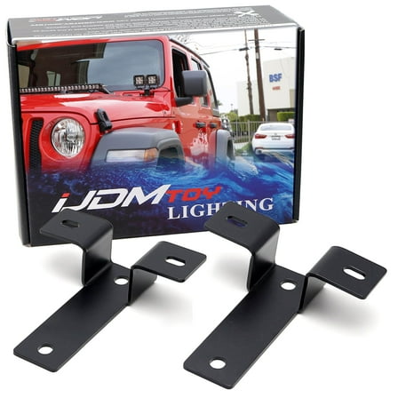 Dual LED Ditch Light Heavy Duty Steel Constructed Front of Windshield Hood Mount Bracket Hardware For Jeep 2018-up Wrangler JL/Gladiator JT