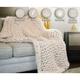 thumbnail image 3 of GOLD TEXTILES Chunky Knit Blanket Throw 50x60 Plush Soft Chenille Luxury Knitted Blanket Beige, 3 of 5