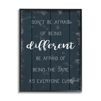 Stupell Industries Don't Be Afraid Blue Wood Texture Inspirational Word Design Framed Wall Art by Daphne Polselli