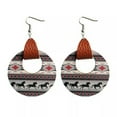 thumbnail image 4 of New Genuine Leather Wrap Aztec Patterns Ethnic Bull Head Wood Statement Earrings, 4 of 7