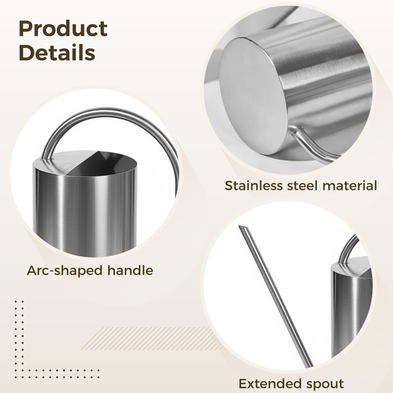 50.7 fl oz 1.5 l Stainless Steel Watering Can, Long Spout Watering Cans for Indoor Plants, Modern Garden Watering Can Pot 10.6 x 10.6 x 3.9 in / 27 x 27 x 10 cm