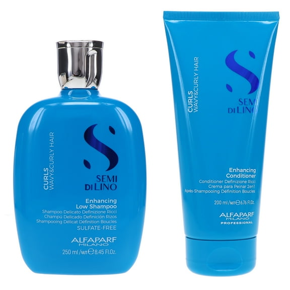 Alfaparf Milano Semi Di Lino Curls Enhancing Low Shampoo 8.45 oz & Conditioner 6.76 oz Combo Pack