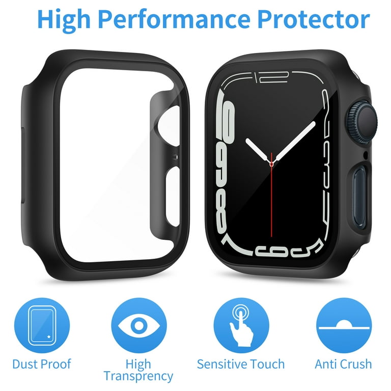 CAVN Tempered Glass Screen Protector Case Compatible with Apple Watch Series 7 41mm Hard PC Case Cover 3 Pack Walmart