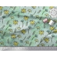 thumbnail image 2 of Soimoi Green Silk Fabric Maple Leaves & Artistic Floral Check Printed Craft Fabric by the Yard 42 Inch Wide, 2 of 3