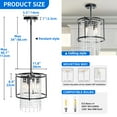 thumbnail image 2 of Dextrus Round Crystal Chandeliers, Modern Black Metal Crystal Pendant Light, Ceiling Light Fixture for Dining Room,Living Room, Kitchen Island, Bar, UL Listed, 2 of 6