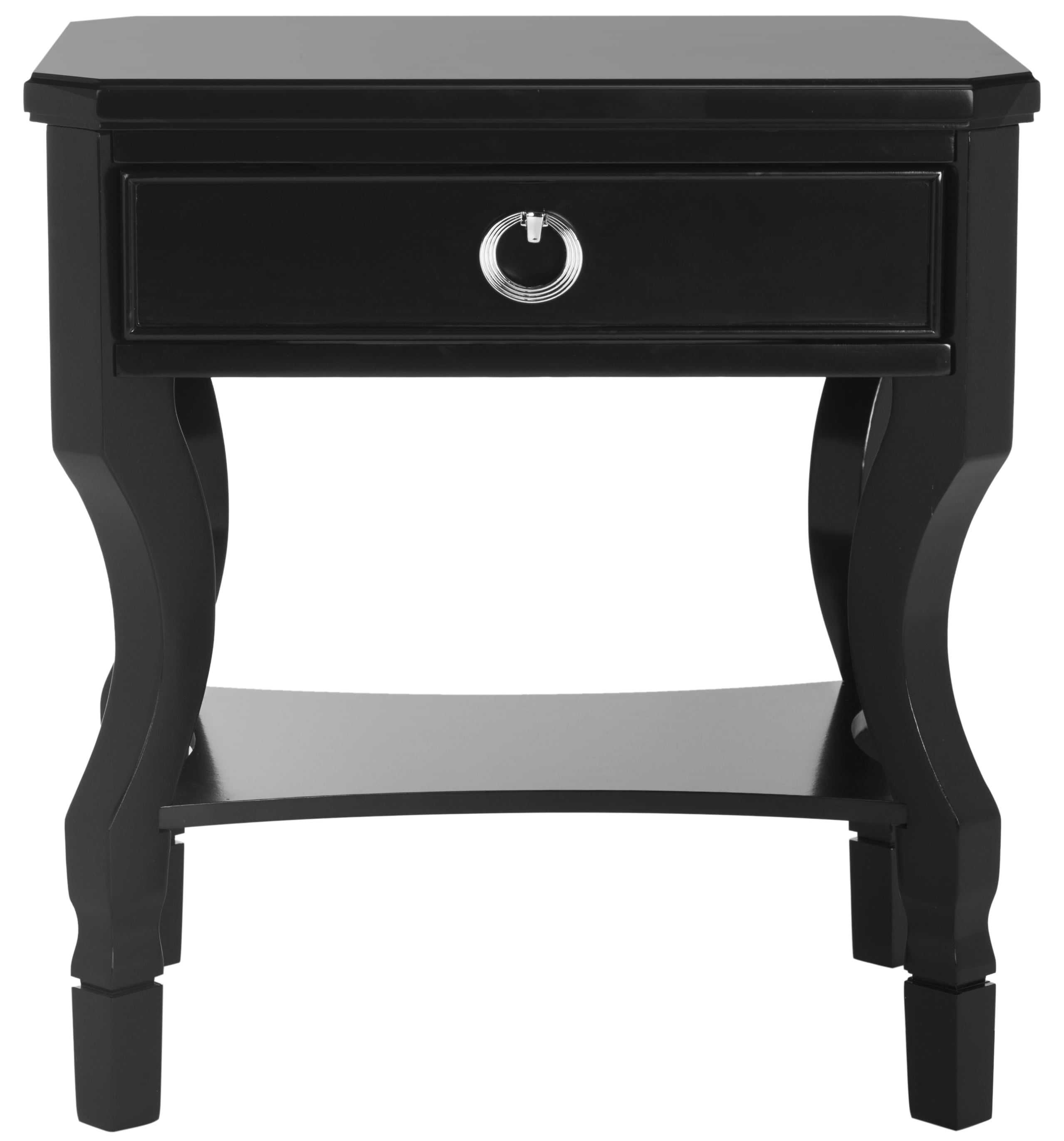SAFAVIEH Alaia Modern Glam One Drawer Night Stand, Black