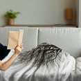 thumbnail image 3 of Grey Soft Flannel Fleece Throw Blanket, Photo of a Big Tree on a Field Branches Fall Season Monochromic Landscape Artwork, Cozy Plush for Indoor and Outdoor Use, 50" x 70", Beige Black, by Ambesonne, 3 of 5