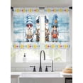 thumbnail image 2 of Summer Nautical Sheer Curtains 2 Panels Set Cute Gnomes Crab Cartoon Rudder Starfish Blue Wood Grain Sheer Window Curtains Light Filtering Rod Pocket Voile Drapes for Bedroom Living Room 52"x45", 2 of 8