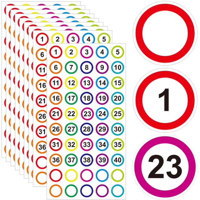 40 Sheets Numbers Stickers Self-adhesive Number Labels Identification Labels for Office