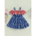 thumbnail image 2 of 4th of July Baby Girls Summer Outfits Princess Dress Independence Day Sleeveless Off Shoulder Star Stripe Dress, 2 of 9