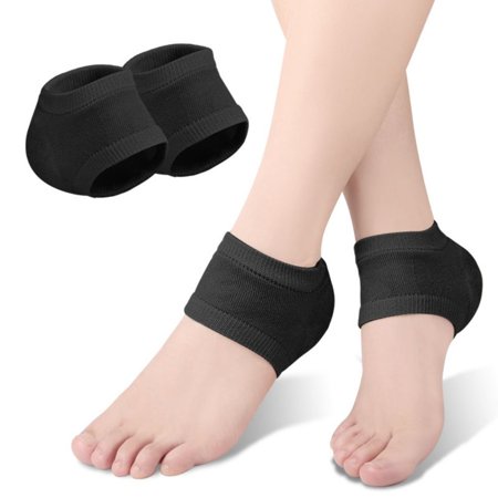 2Pairs Health Skin Repair Cushion Feet Care Gel Heel Protector Heel Cups Silicone Heel Pads Fasciitis Support BLACK