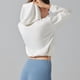 thumbnail image 5 of Chaquetas y prendas de vestir casuales con capucha de manga larga para mujer, color sólido, cuello redondo, traje de yoga ajustado de manga larga, camiseta con rosca, camiseta de manga corta con cuell, 5 of 5