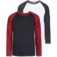 thumbnail image 1 of URBAN DAIZY Men's 2 Pack Baseball T-Shirt Long Sleeve Raglan Crewneck Casual Cotton Active Athletic Tee Top Tshirt BUR/BLK+C.GR/WHT L, 1 of 5