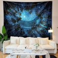 thumbnail image 3 of Tapiz de pared con diseño de bosque estrellado misterioso, tapiz psicodélico con estampado de árboles forestales, manta de playa para dormitorio, sala de estar, dormitorio, decoración de pared, 150 x, 3 of 4