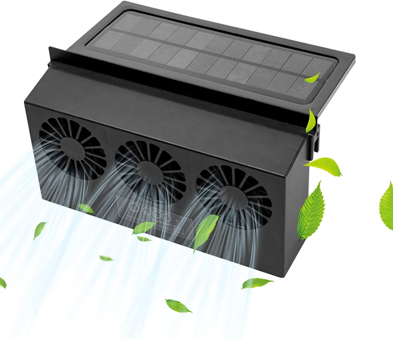 Solar Power Car Window Exhaust Fan 3 Air Outlet Auto Ventilation Fan