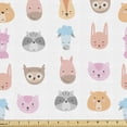 thumbnail image 1 of Cartoon Sofa Upholstery Fabric by the Yard, Animals Zoo Cat Llama Horse Sheep Owl Rabbit Bear Drawing in Pastel Tones, Decorative Fabric for DIY and Home Accents, White and Multicolor by Ambesonne, 1 of 5