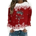 thumbnail image 2 of jsaierl Tops for Womens 2025 Christmas Cute Santa Hat Glass Shirts Printed Tshirts Long Sleeve Pullover Casual Sweatshirts, 2 of 4