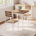 thumbnail image 1 of 3 Pcs Dining Table Set for 2 Compact Kitchen Table and Chairs Set with Spiral Metal Legs Space-Saving Furniture for Apartment and Small Spaces White Brown, 1 of 7