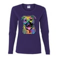 thumbnail image 2 of Don't Judge My Pitbull I Won't Judge Your Kids Funny Dog Lover Womens Graphic Long Sleeve T-Shirt, Purple, Medium, 2 of 3