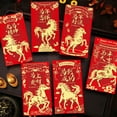 thumbnail image 6 of Pekkaxy Year of the Horse Red Envelope 6.62x3.51 Inch Paper Pack, Gold Pattern Festive Design for Money Gifts, Chinese New Year Wedding Holiday Business Use, 6 of 9