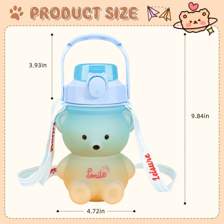 Double Wall Cute Gradient Teddy Bear Water Bottle, Portable & Suitable For  Travel, Office & Home Use