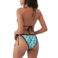 thumbnail image 4 of Salouo Crab Swims In The Ocean Pattern Women's Sexy Bikini Set,String Two Piece Swimsuit V Neck Swimwear Self Tie Spaghetti Straps Bathing Suits -X-Large, 4 of 6