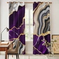 thumbnail image 5 of Kitchen Curtains 84 Inch Length 2 Panels, Purple Marble Grommets Window Treatment Curtain, Grey Gold Texture Vintage Farmhouse Art Thermal Curtains Drapes for Living Room/Bathroom, 5 of 9