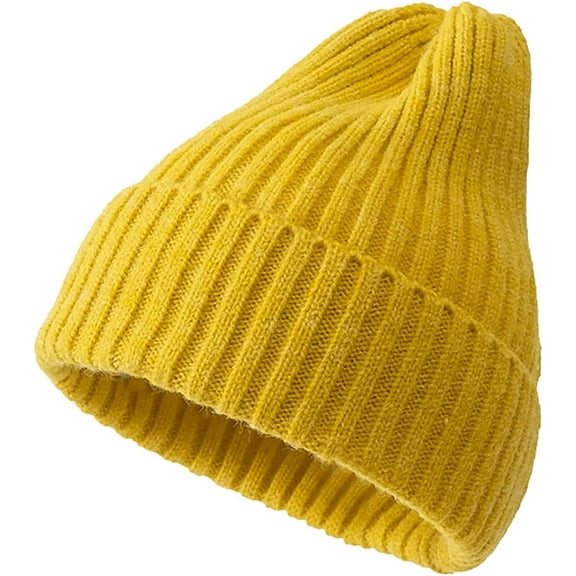GRNSHTS Women‘s Knitted Beanie Winter Thick Solid Beanie Hats for Women Men Unisex Warm Cuffed Skull Cap (Yellow)