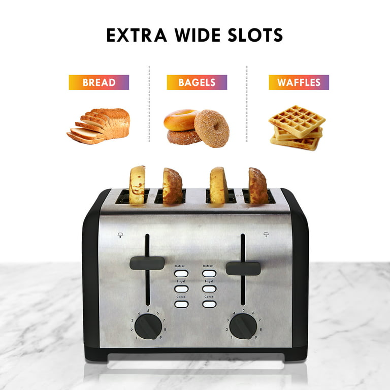 BELLA 4 Slice Toaster with Auto Shut Off - Extra Wide Slots & Removable  Crumb Tray and Cancel, Defrost & Reheat Function - Toast Bread & Bagel,  White